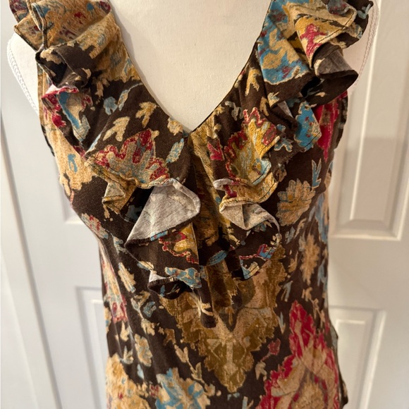 Floral Ruffle V-Neck Top - Multicolor - Picture 3 of 5